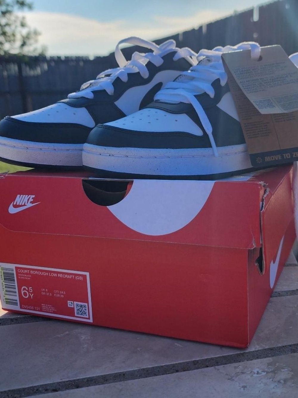 Nike Court Borough Low GS White and Black Sneakers